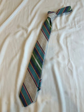 Load image into Gallery viewer, Men’s Necktie in Blue and Green Stripe | Thick Linen Blend