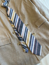 Load image into Gallery viewer, Men’s Necktie in Blue and Yellow Linen Stripe
