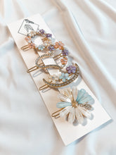Load image into Gallery viewer, Set of Four Sparkle Pastel Flower Hair Barretes