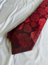 Load image into Gallery viewer, Men’s Necktie in Deep Red Roses
