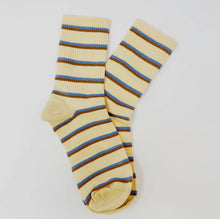 Load image into Gallery viewer, Women’s Socks | Blue and Brown | Checks and Stripes