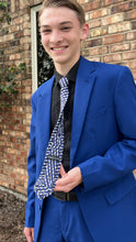 Load image into Gallery viewer, Limited | Men’s Silk Necktie in Black and Blue Geometric Cube
