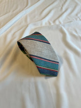 Load image into Gallery viewer, Men’s Necktie in Blue and Green Stripe | Thick Linen Blend