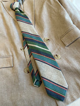Load image into Gallery viewer, Men’s Necktie in Blue and Green Stripe | Thick Linen Blend