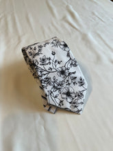 Load image into Gallery viewer, Men’s Necktie in Black and White Floral and Stripe