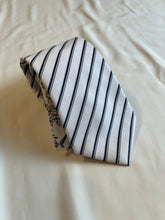 Load image into Gallery viewer, Men’s Necktie in Black and White Floral and Stripe