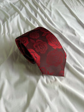 Load image into Gallery viewer, Men’s Necktie in Deep Red Roses