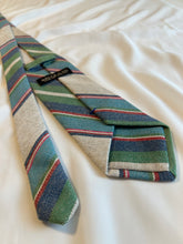 Load image into Gallery viewer, Men’s Necktie in Blue and Green Stripe | Thick Linen Blend