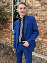 Load image into Gallery viewer, Limited | Men’s Silk Necktie in Black and Blue Geometric Cube