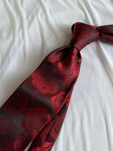 Load image into Gallery viewer, Men’s Necktie in Deep Red Roses