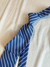 Load image into Gallery viewer, Men’s Necktie in Blue and White Stripe