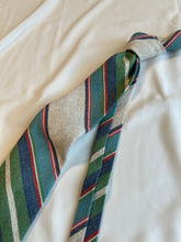 Load image into Gallery viewer, Men’s Necktie in Blue and Green Stripe | Thick Linen Blend