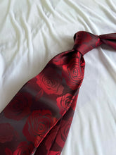 Load image into Gallery viewer, Men’s Necktie in Deep Red Roses