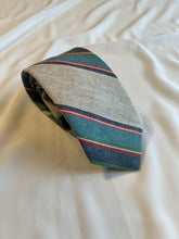 Load image into Gallery viewer, Men’s Necktie in Blue and Green Stripe | Thick Linen Blend
