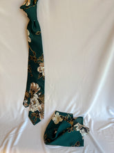 Load image into Gallery viewer, Limited | Men’s Necktie in Hunter Green and Taupe Floral