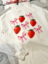 Load image into Gallery viewer, Strawberries and Bows T-Shirt | Long Sleeve Crewneck