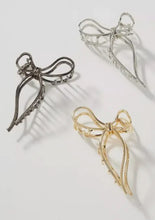 Load image into Gallery viewer, Silver and Gold Metal Bow Claw Clips | Hair Ribbon Claw Clip