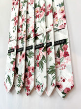 Load image into Gallery viewer, Men’s Necktie in Mauve and Sage Floral on White