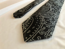 Load image into Gallery viewer, Men’s Satin Necktie in Black and White Paisley