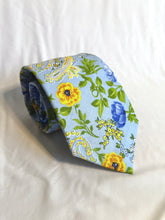 Load image into Gallery viewer, Limited - 2 Left | Men’s Necktie in Blue And Yellow Floral Paisley