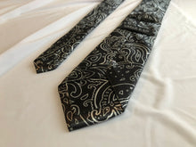 Load image into Gallery viewer, Men’s Satin Necktie in Black and White Paisley