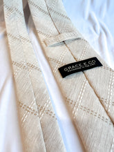 Load image into Gallery viewer, LIMITED Men’s Necktie in Linen Sand | Beige Windowpane Necktie