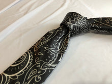 Load image into Gallery viewer, Men’s Satin Necktie in Black and White Paisley