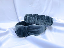 Load image into Gallery viewer, Charcoal Blue Velvet Headbands