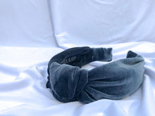 Load image into Gallery viewer, Charcoal Blue Velvet Headbands