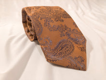 Load image into Gallery viewer, Men’s Necktie in Copper and Blue Paisley