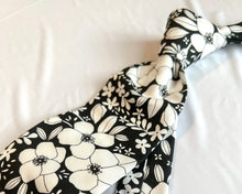 Load image into Gallery viewer, Necktie in Black and White Floral Anemone | Black