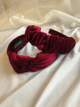 Load image into Gallery viewer, Burgundy Sparkle Velvet Headbands