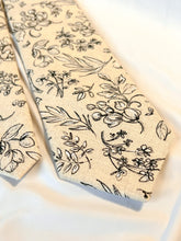 Load image into Gallery viewer, Last One | Men’s Necktie in Black And Beige Floral Linen | Limited
