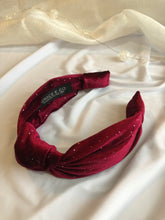 Load image into Gallery viewer, Burgundy Sparkle Velvet Headbands