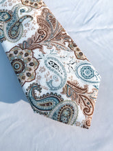 Load image into Gallery viewer, Men’s Cotton Necktie in Blue + Tan Paisley