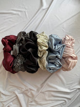 Load image into Gallery viewer, Midnight Black Giant Satin Scrunchie | Black Extra Large Scrunchies
