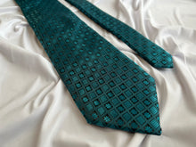 Load image into Gallery viewer, Men’s Necktie in Black and Teal Tile