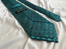 Load image into Gallery viewer, Men’s Necktie in Black and Teal Tile