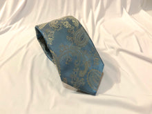 Load image into Gallery viewer, Men’s Tie in Blue and Gold Paisley