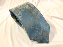 Load image into Gallery viewer, Men’s Tie in Blue and Gold Paisley