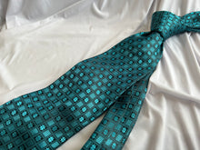 Load image into Gallery viewer, Men’s Necktie in Black and Teal Tile