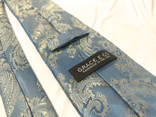 Load image into Gallery viewer, Men’s Tie in Blue and Gold Paisley