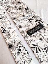 Load image into Gallery viewer, Necktie in Black and White Floral Anemone | White