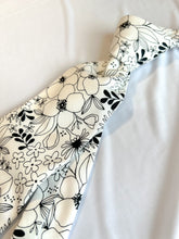 Load image into Gallery viewer, Necktie in Black and White Floral Anemone | White