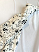 Load image into Gallery viewer, Necktie in Black and White Floral Anemone | White