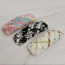 Load image into Gallery viewer, Set of 3 Chunky Tweed Slap Barrette Clips

