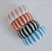 Load image into Gallery viewer, Flower and Stripe Donut Hair Ties set of 4
