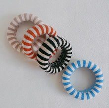 Load image into Gallery viewer, Flower and Stripe Donut Hair Ties set of 4
