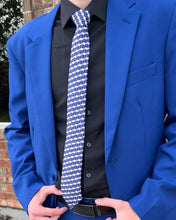 Load image into Gallery viewer, Limited | Men’s Silk Necktie in Black and Blue Geometric Cube
