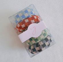 Load image into Gallery viewer, Checkered Donut Hair Ties set of 5
